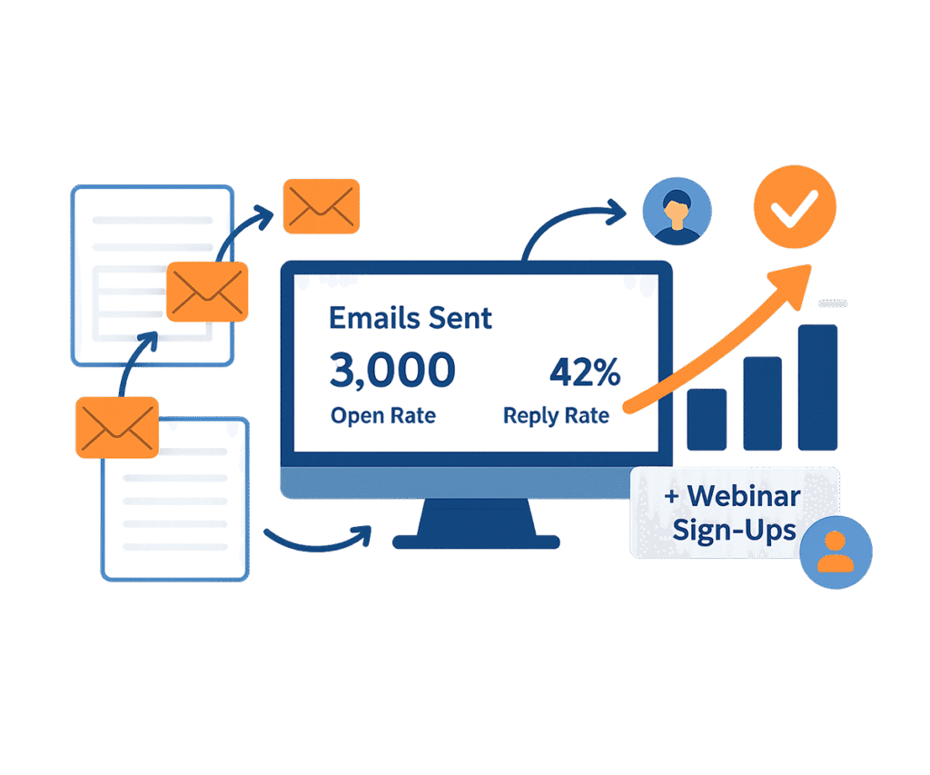 photo of 3000 email and LinkedIn campaigns